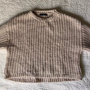 Mango MNG Womens Sweater Beige Chunky Knit Long Sleeves Size Large